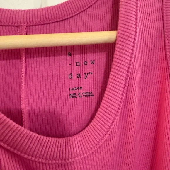 A New Day Ribbed Pink Tank Top dress size Large - Picture 3 of 3
